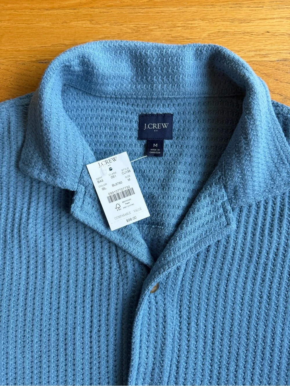 Men’s J.Crew Short-sleeve textured camp shirt medium NWT